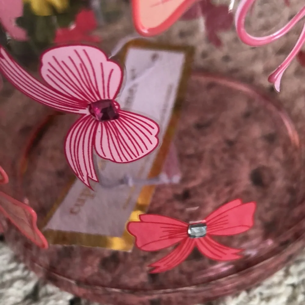 Cupcakes & Cashmere PINK BOWS Glass Vase Home Decor
